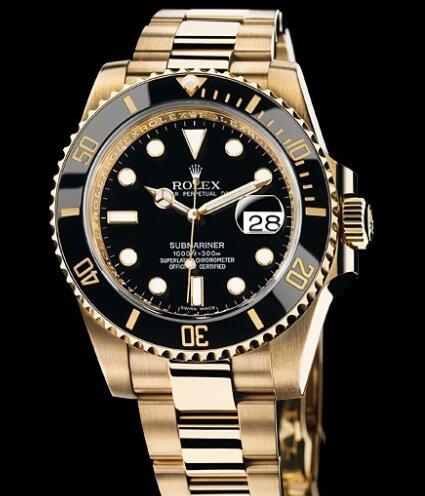 Rolex Watch Oyster Perpetual Submariner Date 116618 LN / 97208 Yellow Gold - Black Cerachrom Bezel